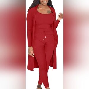 Women 3 Piece Crop Top Pants Set NWOT Stretchy